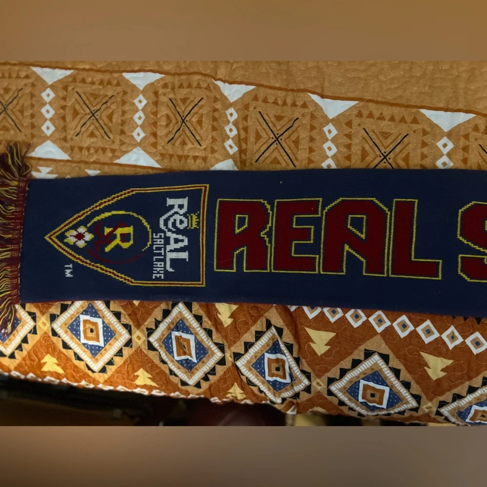 Real Salt Lake Fringed Winter Scarf  MLS Adidas Long Double Sided Blue & Red